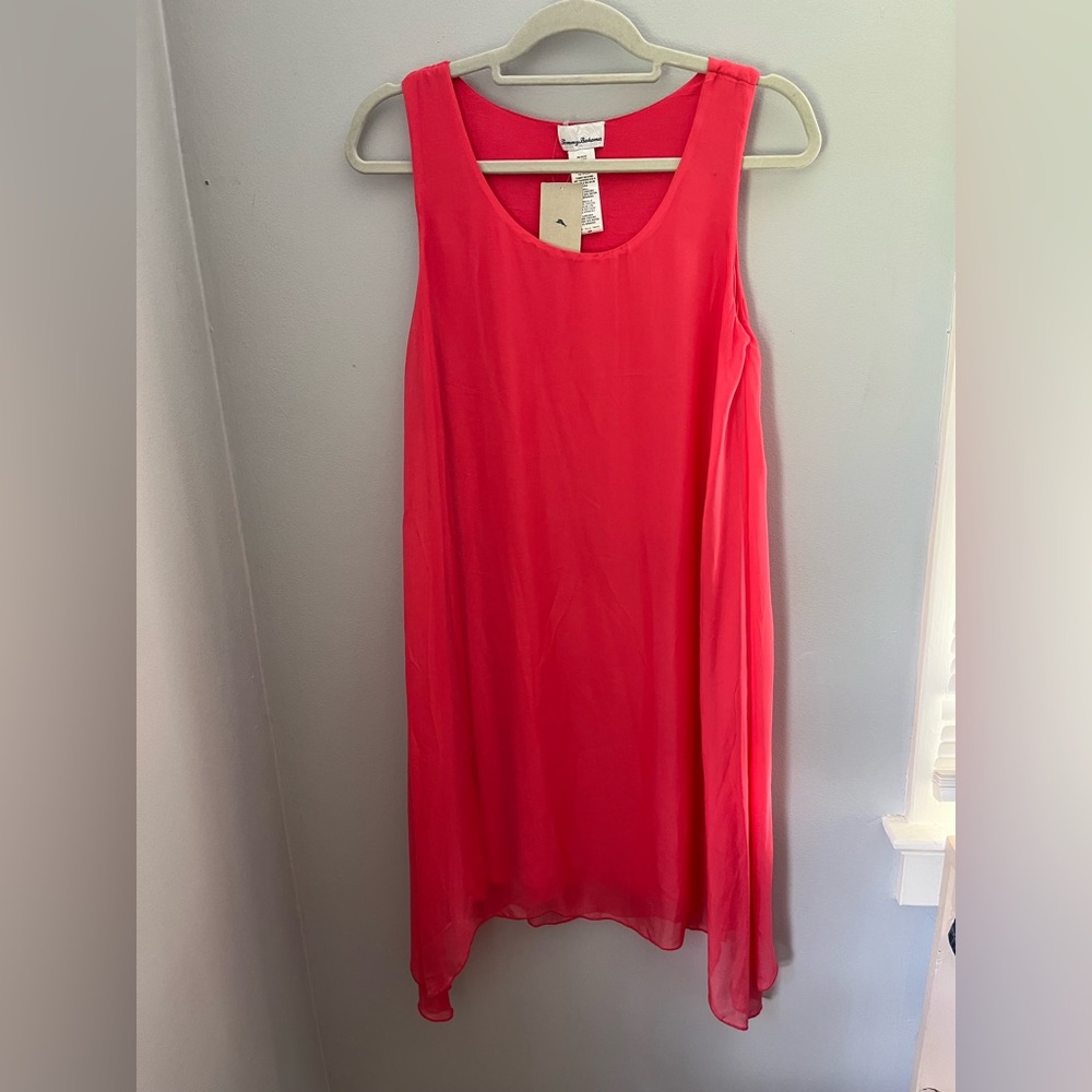 Tommy Bahama, sleeveless, scoop neck, Asymmetrical Pink Dress